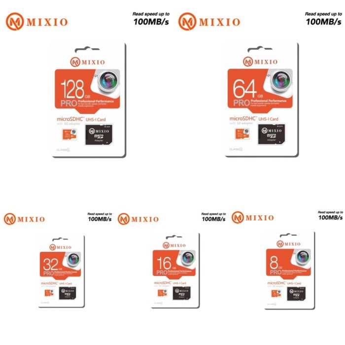 MIXIO Microsd 100mb/s 128gb 64gb 32gb 16gb 8gb Ultra A1 Resmi