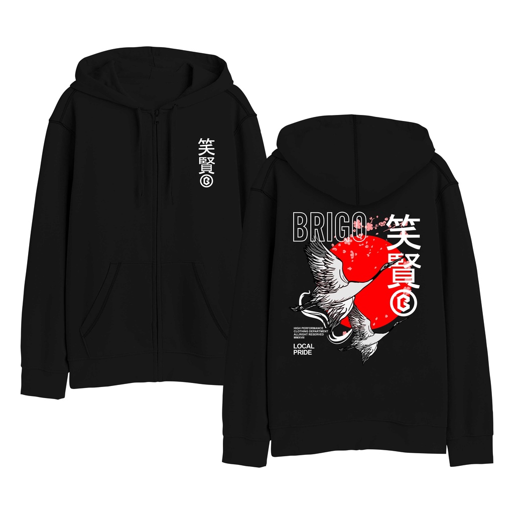 BRIGO Zipper Jumper Hoodie JAPAN BIRD II Sweater Hoodie Resleting BRIGO JAPAN BIRD Sablon DTF Fleece Cotton II SIZE M-XXL (Pria &amp; Wanita) Free stiker&amp;Gantungan Kunci