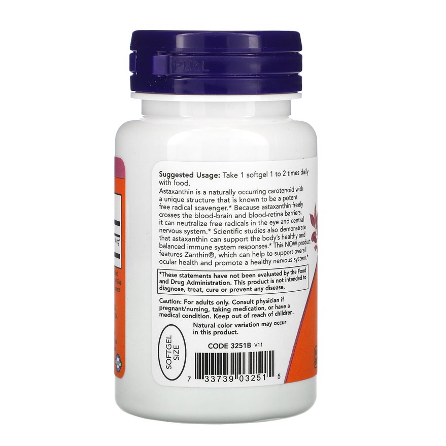 Now Foods Astaxanthin 4 mg 60 Veg Vit Kesehatan Mata Now Astaxathin