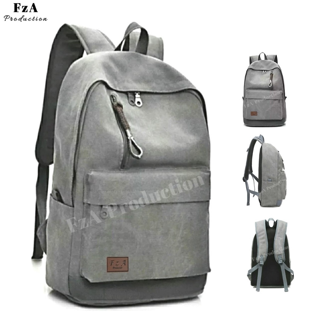 FzA Official - Tas Ransel Distro Casual Pria Wanita / Tas Ransel Laptop Backpack Sekolah Kuliah Distro Original Tas Punggung Laptop - GRY