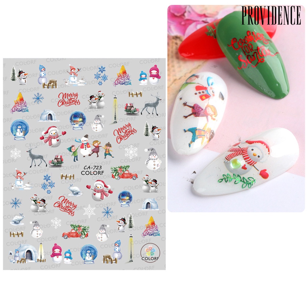 Providence Nail Sticker Christmas Patterns Non-Fading Colorful Winter Xmas Nail 3D Christmas Elk Sliders for Manicure