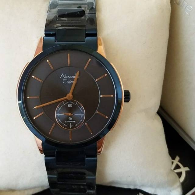 Alexandre christie 8546 blue navy ( kaca sapphire ) jam tangan pria original