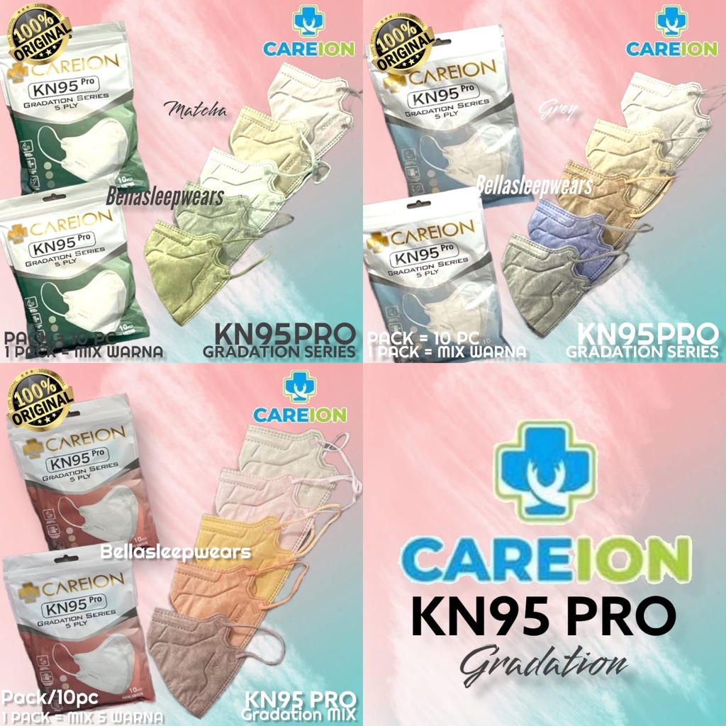 DB CAREION 4PLY GRADASI PASTEL MIX SHRIMPOWDER SHRIMPINK MATCHA - MASKER DUCKBILL CAREION 4PLY GRADATION MIX TERBARU