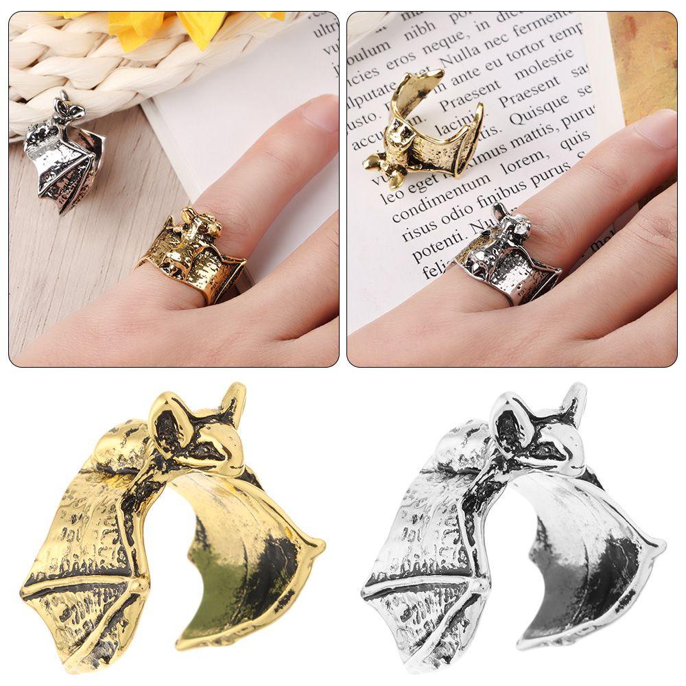 Cincin Jari Kelelawar Nanas Vintage Hadiah Aksesoris Pesta Bat Jewellery