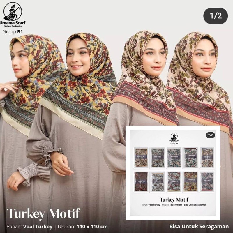 SEGI EMPAT UMAMA TURKEY MOTIF VOAL SCARF KERUDUNG HIJAB SEGIEMPAT SQUARE JILBAB BISA PILIH MOTIF HARGA GROSIR