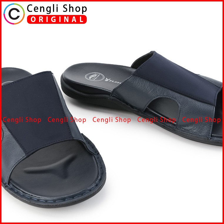 PLAYBOY SANDAL KULIT CASUAL PRIA ORIGINAL TERBARU BIRU NAVY PLE1