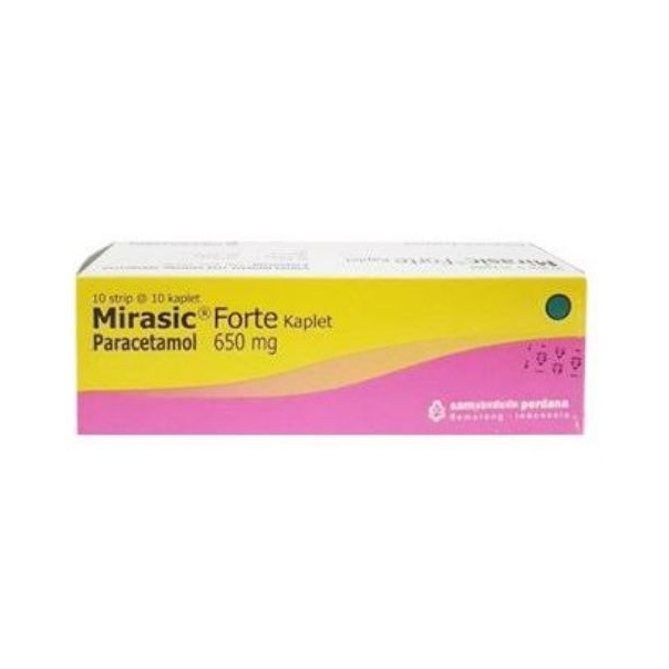 mirasic forte tablet paracetamol 650mg 650 mg 100's 100tablet 100 tab / box