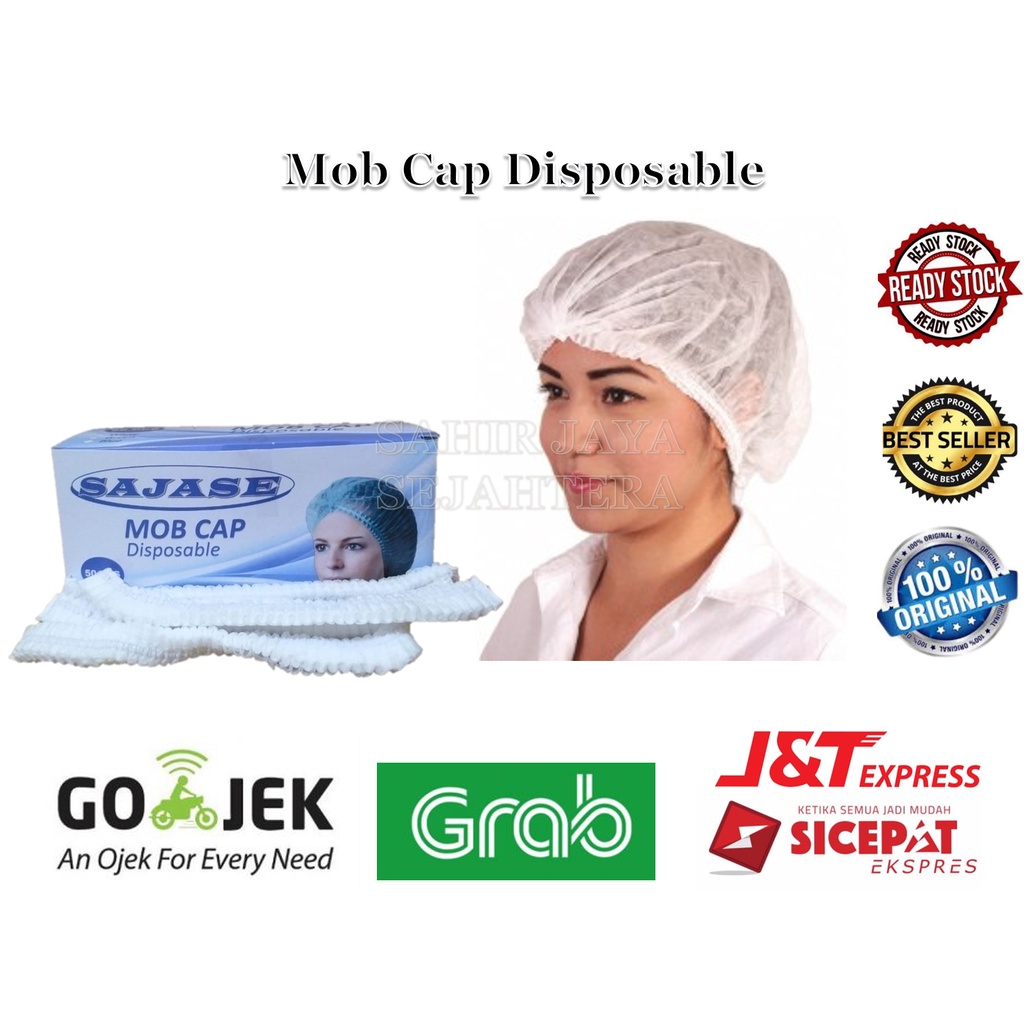 Hairnet Medis Sajase Hair Cap Medis Penutup Kepala Medis Head Cap Shower Cap 1 Box isi 50 pcs