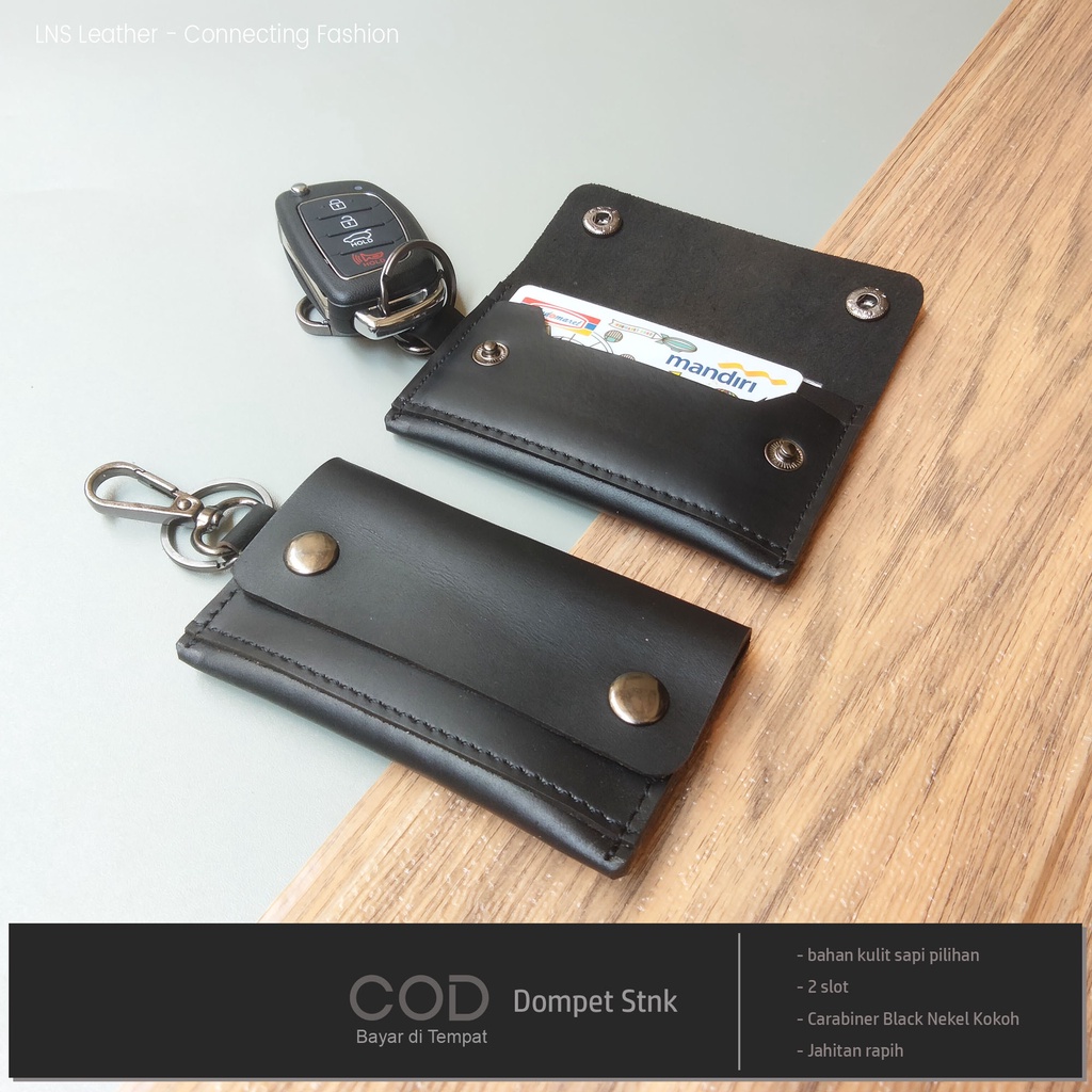 Key Wallet Dompet Stnk Mobil Motor Lipat dua Slot Kulit Asli