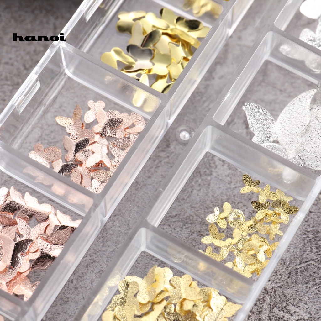 1 Kotak Charms 12 Grids Sparkling Butterfly Shape Untuk Dekorasi Kuku