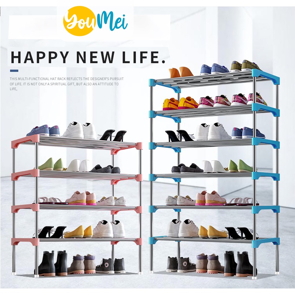 Rak Sepatu Multi Lapisan Sederhana Stainless Steel Merakit Rak Penyimpanan Lemari Sepatu - 1083