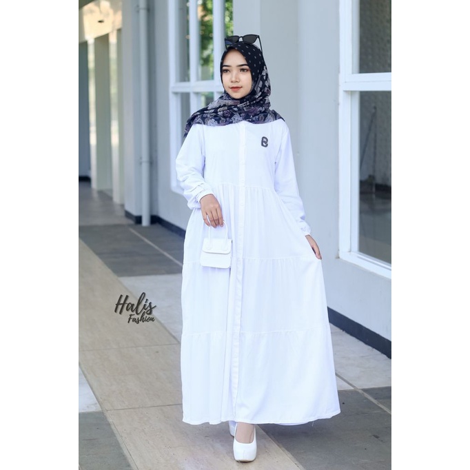 Halis Full Kancing Bahan Twill Import/ Gamis Original By Halis
