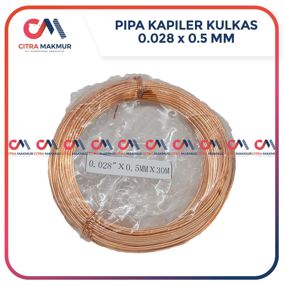 Pipa Kapiler Kulkas rumah tangga 028 meteran capillary tube capiller tembaga 0.28 0.028mm meter freezer showcase 1 2 pintu kondensor kompresor