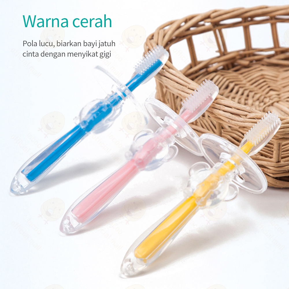 Lacoo Sikat Gigi bayi anak silikon Pembersih Mulut Bayi BPA Free Toothbrush baby 1-3 tahun