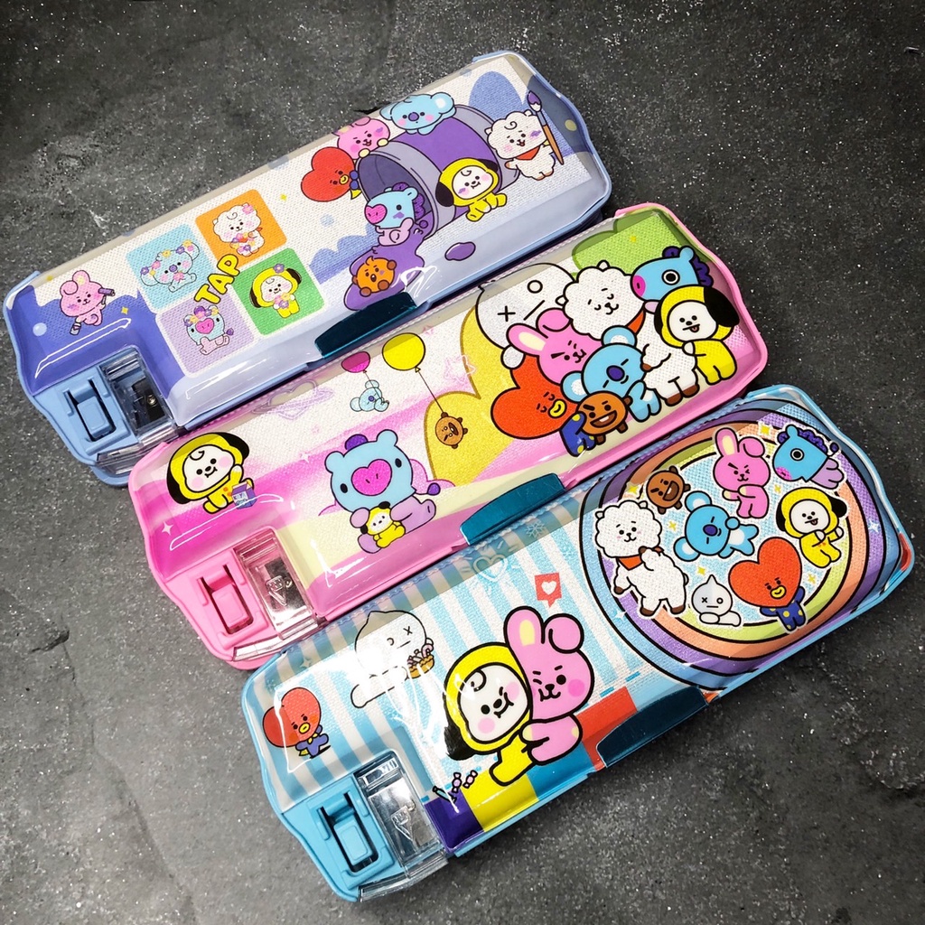 1331- Tempat Pensil Magnet Glitter BTS BT21 Army / Tempat Pensil Anak / Pencil Case / Tepak Pensil A