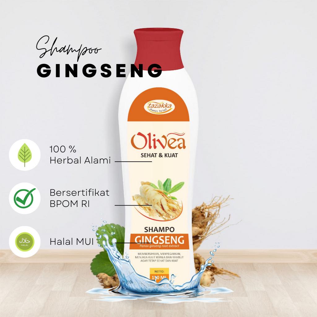OLIVEA Shampoo Ginseng Penumbuh Rambut Rontok Herbal Tazakka 150ml Sampo Penghilang Uban Permanen As