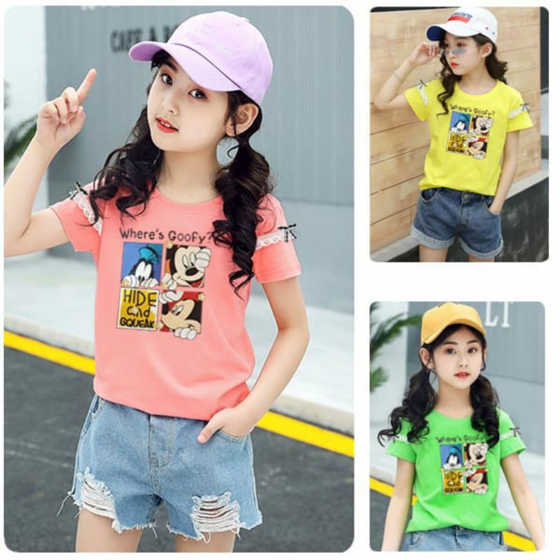 KAOS ANAK  PEREMPUAN IMPORT UMUR 6-10 TAHUN / BAJU ATASAN ANAK PEREMPUAN