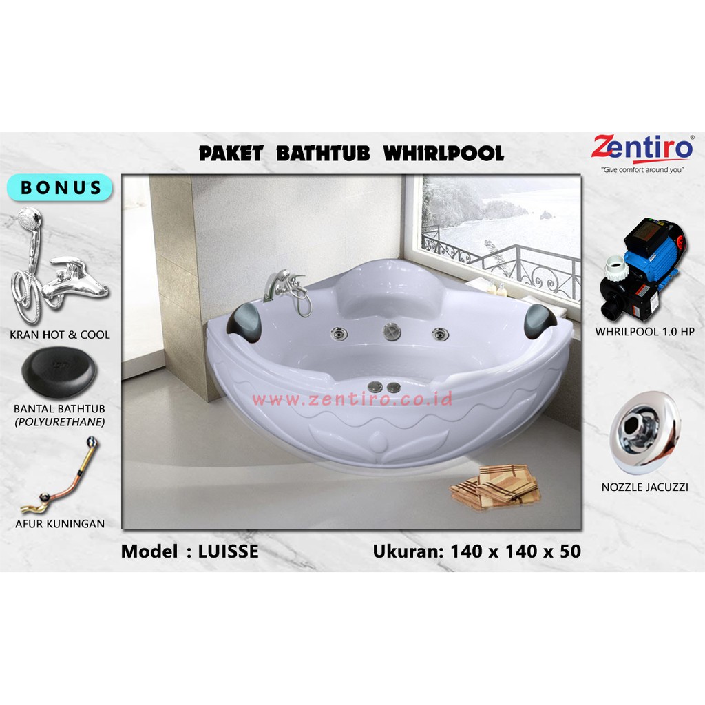 BATHTUB SUDUT WHIRLPOOL || BATHTUB JACUZZI ZENTIRO LUISSE