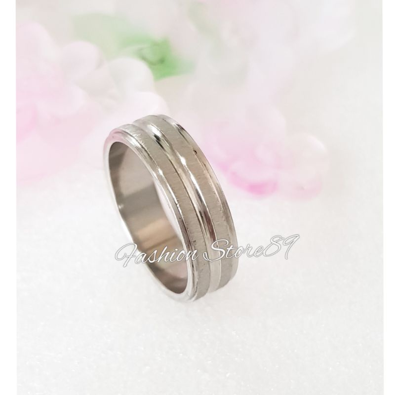 Cincin Pria Wanita Titanium Doff baris 2 Titanium impor Cincin single Couple Cincin pasangan fashion impor Anti Karat