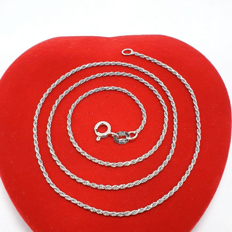 KALUNG MODEL TALI TAMBANG PERAK 925 LAPIS EMAS PUTIH / KL167
