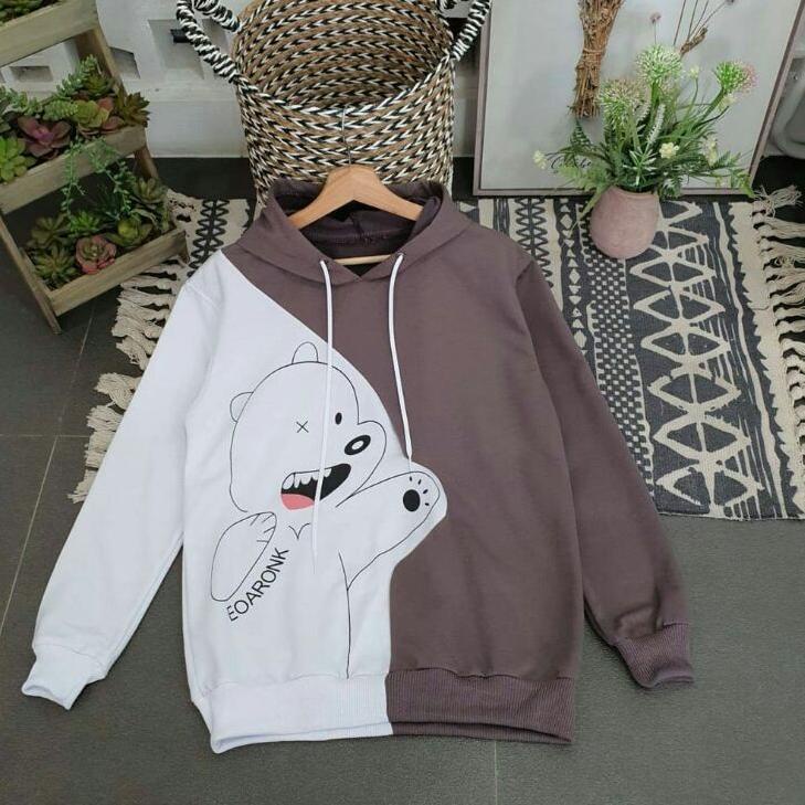 Special Price.. SWEATER BURGUNDY BEAR HOODIE BEAR SWEATER PRIA/WANITA