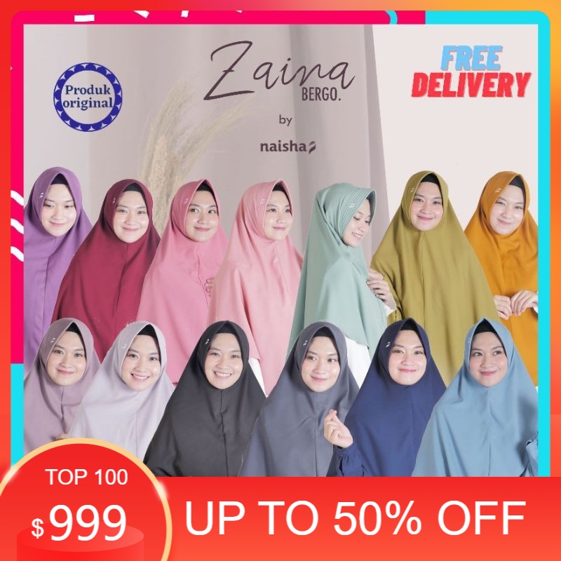 zaina bergo instan hijab bergo wanita bergo pet cantik khimar jilbab wanita bermerek naisha