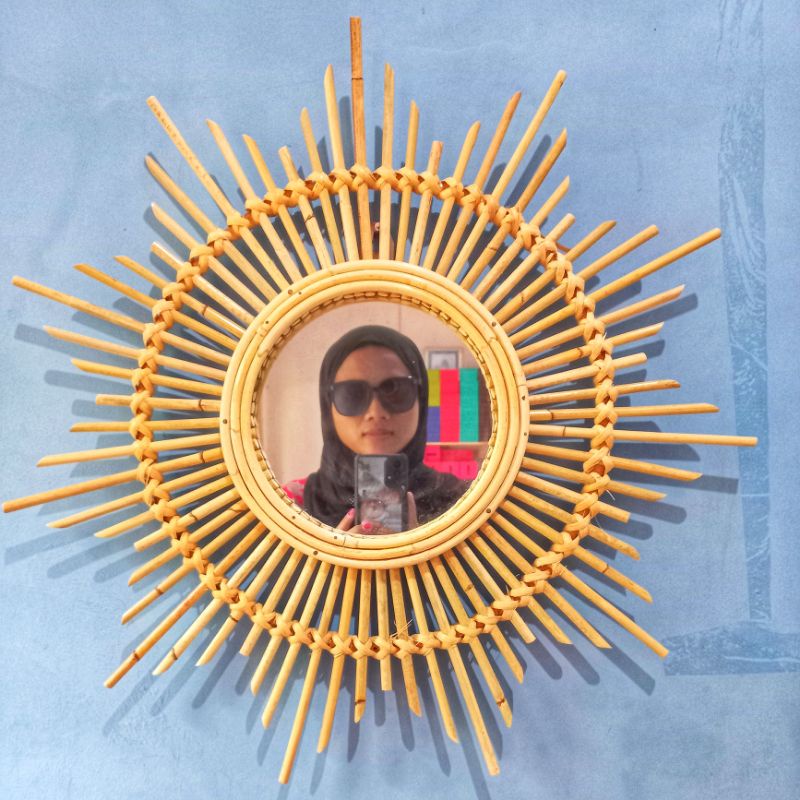 CERMIN ROTAN / AESTHETIC MIRROR / WALL DECOR / KACA DINDING