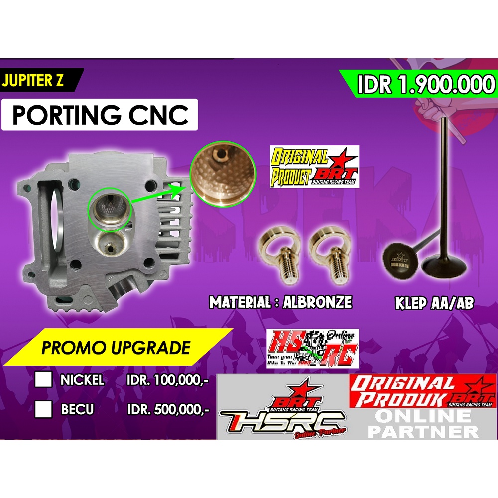 SUPER HEAD CYLINDER BRT Yamaha Jupiter Z 5TP KOP Silinder Vega R Crypton Racing Porting Flow CNC 29 