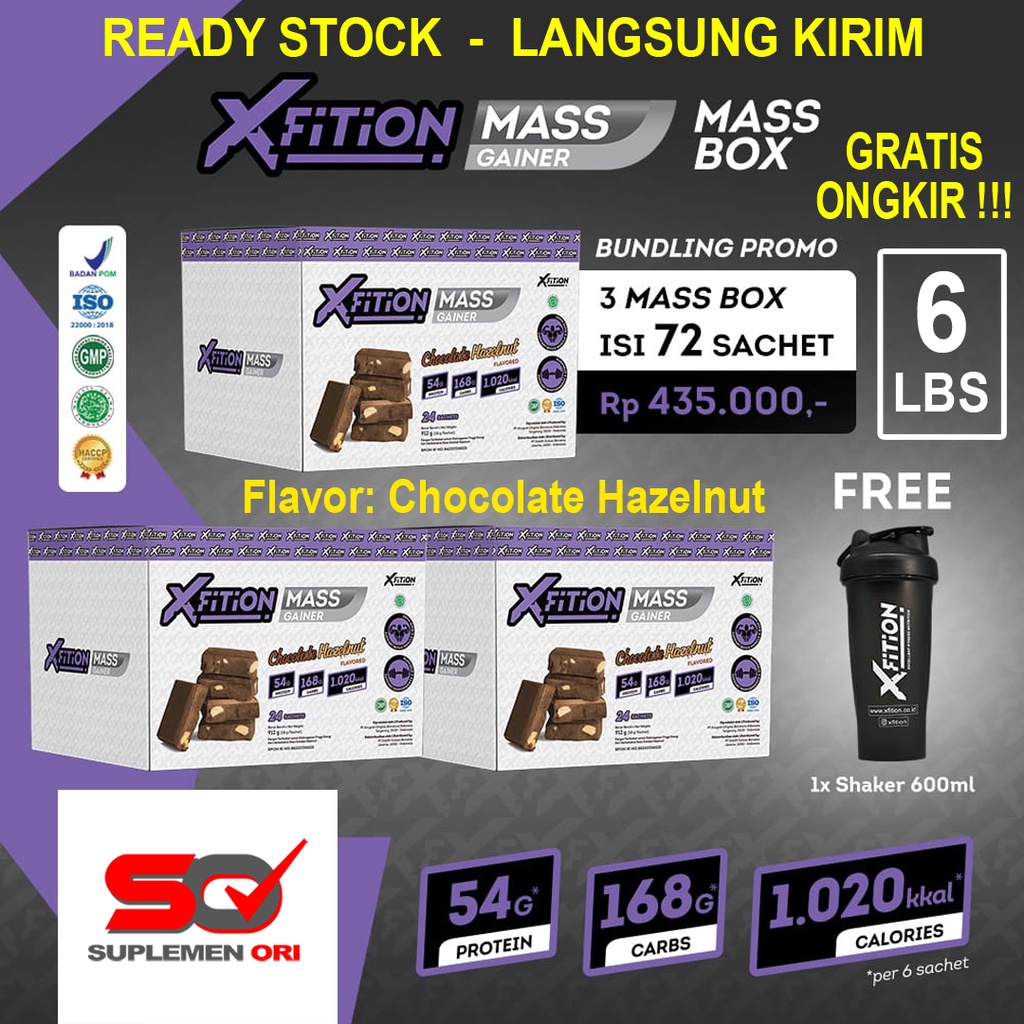 XFition Mass Gainer 6 Lbs HALAL BPOM Xfition Gainer 6 Lb isi 72 sachet 2736 gram Susu Mass Gainer XF