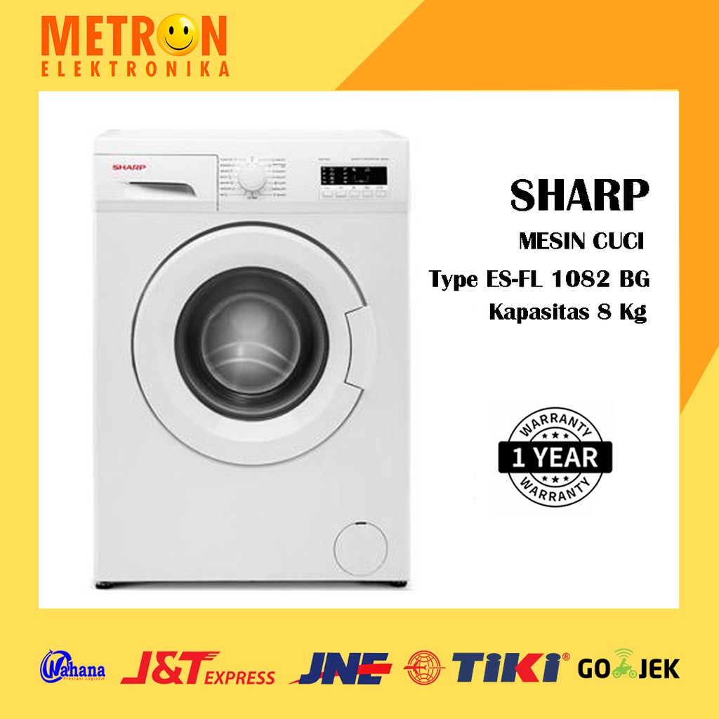 SHARP ES-FL 1082 BG / MESIN CUCI FRONT LOADING 8 KG / BOOMERANG SERIES ALLERGY SMART / ESFL1082BG