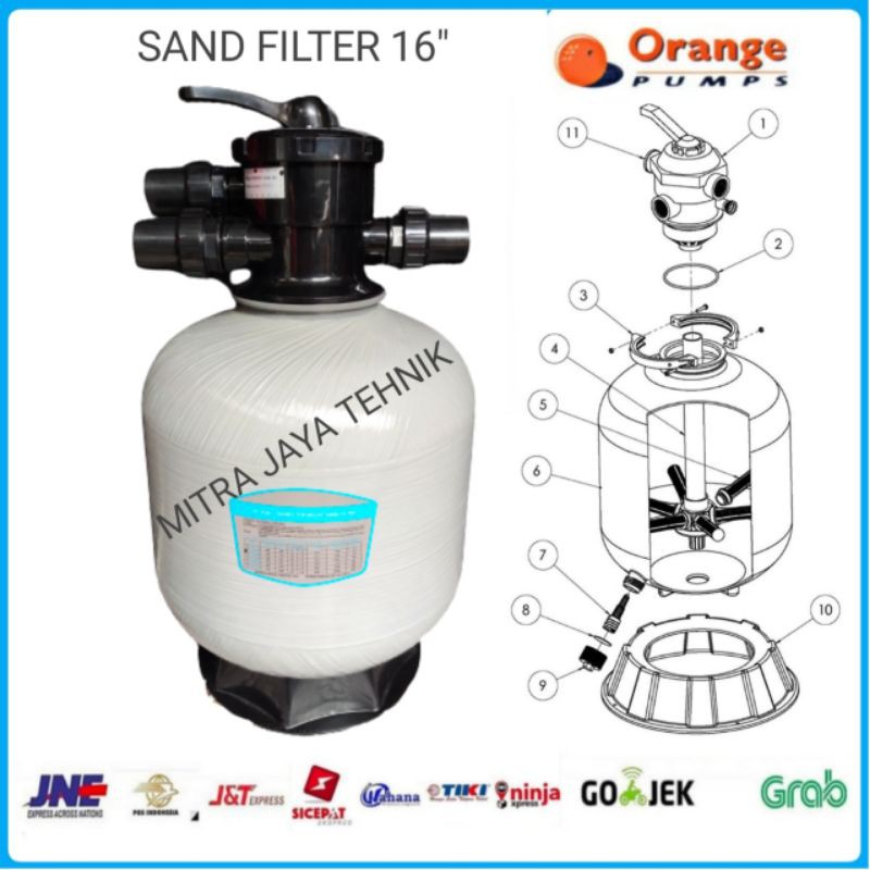 Alat Tabung Sand filter 16 inch Tabung Filter kolam Renang