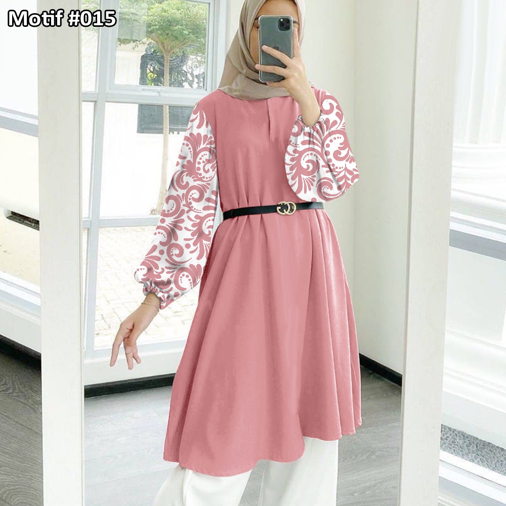 Tunik Jumbo - Gamis Wanita Kekinian - Baju Atasan Wanita - Bungaz Motif Gabungan - Lexoir-Bungaz 015 Dusty