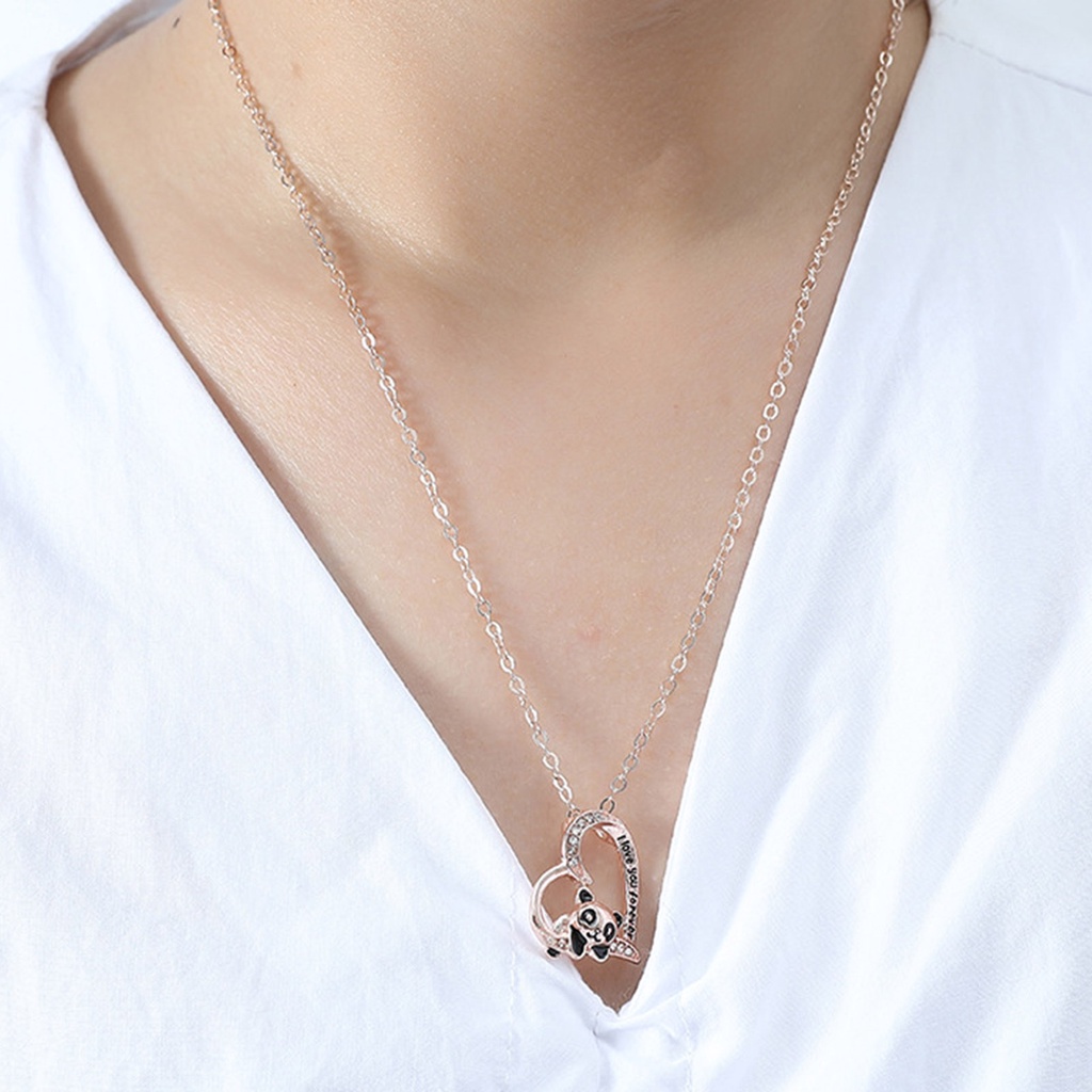 Hu Hu Hu Hu Hu Alat Bantu Pasang Kacamata♡ Kalung Rantai Liontin Hati / Panda Hollow Out Adjustable Untuk Wanita