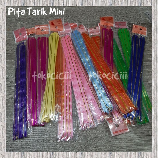 

Pita tarik mini / pita serut kecil mini pita jadian pita sovenir snack ulang tahun