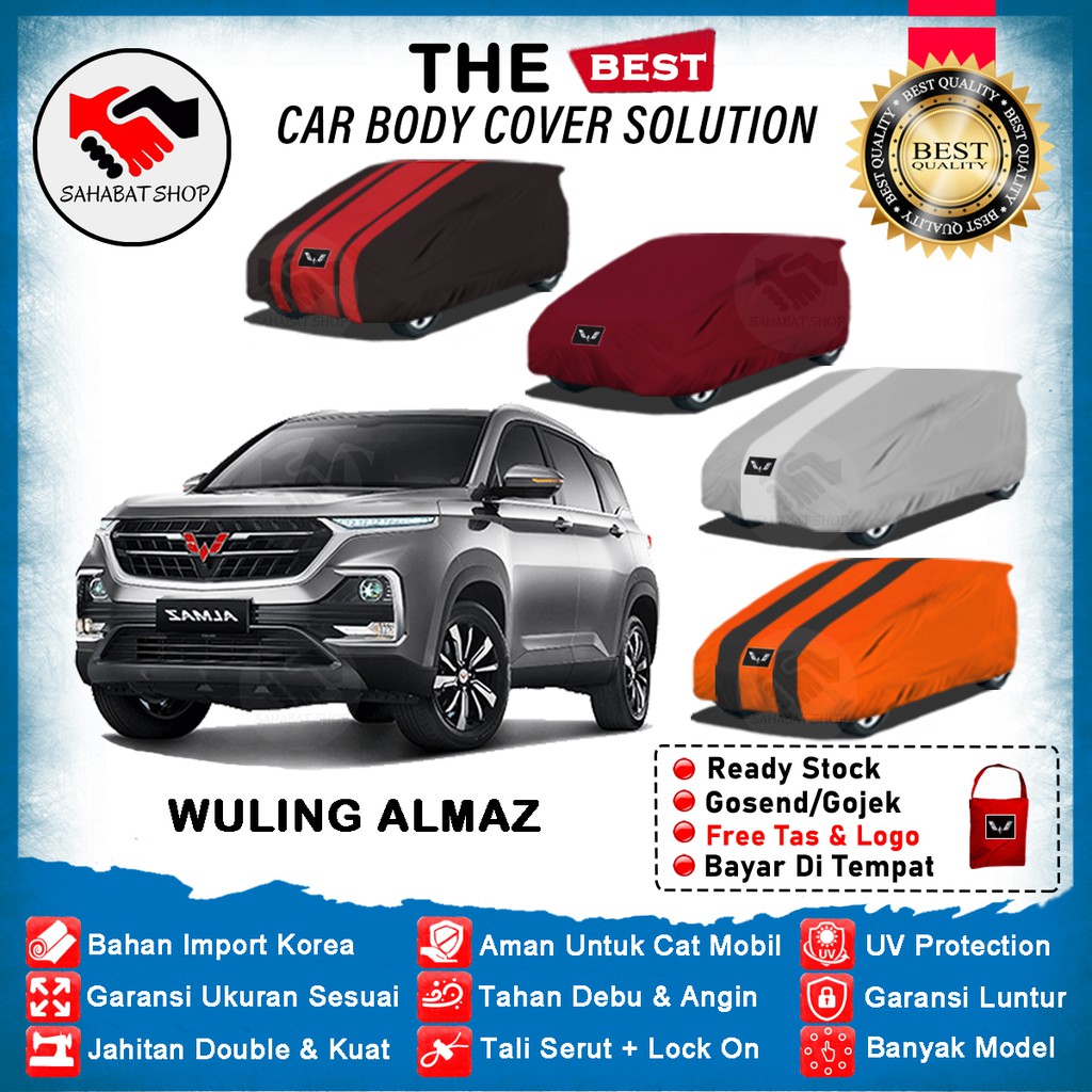 Sahabat Body Cover Mobil Almaz /Penutup Sarung Mobil Wuling Almaz Outdoor 2019 2020 / Tutup Mantel Selimut Mantol Jas kerudung Kerodong Kelambu Terpal Bungkus Mobil Almaz Waterproof Model Biru