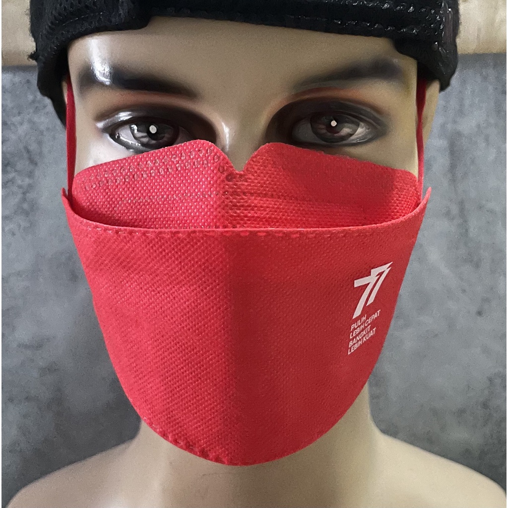 Masker Merah 77 - Masker HUT RI 77 - Masker Merah Putih KF94 HUT RI 77