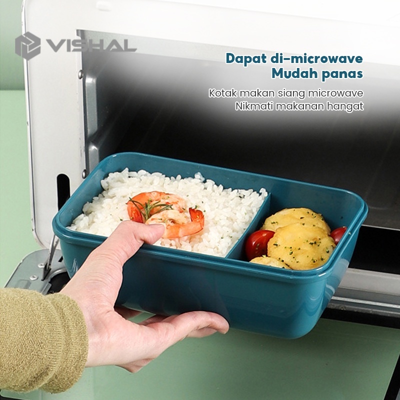 VISHAL Kotak Makan Siang Bahan Jerami Pegangan   Cutlery Set Jerami Gandum Kotak Bekal Makan BPA Free VS-95