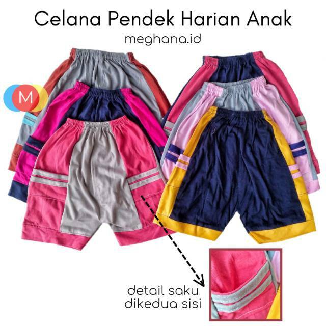 celana pendek harian anak, 1-3 Tahun UNISEX perempuan, cowok laki, grosir murah bahan katun alexa