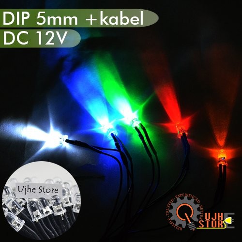 DC 12V DIP 5mm LED Ultra-Bright 0-1W With kabel 20cm custom speedometer motor mobil indiglow