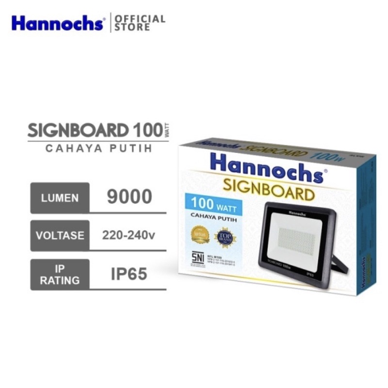 HANNOCHS LAMPU LED SIGNBOARD 100W 100 WATT / LAMPU SOROT OUTDOOR / LAMPU SOROT - ORIGINAL