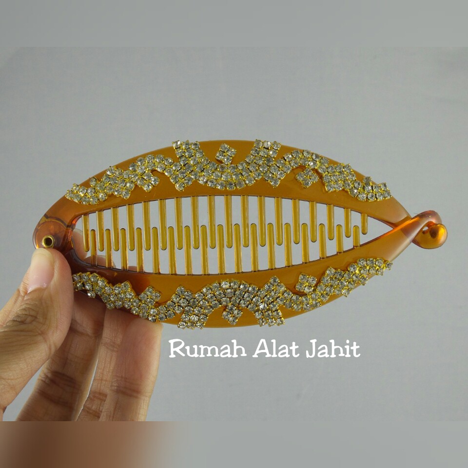 Jepit Rambut Ikan Permata Lengkung Kotak 12cm