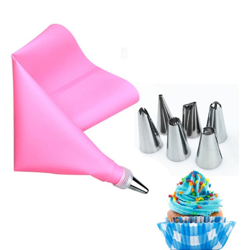 16pcs Nozzle Tas Kue Bahan Silikon Stainless Steel Untuk Aksesoris Dapur