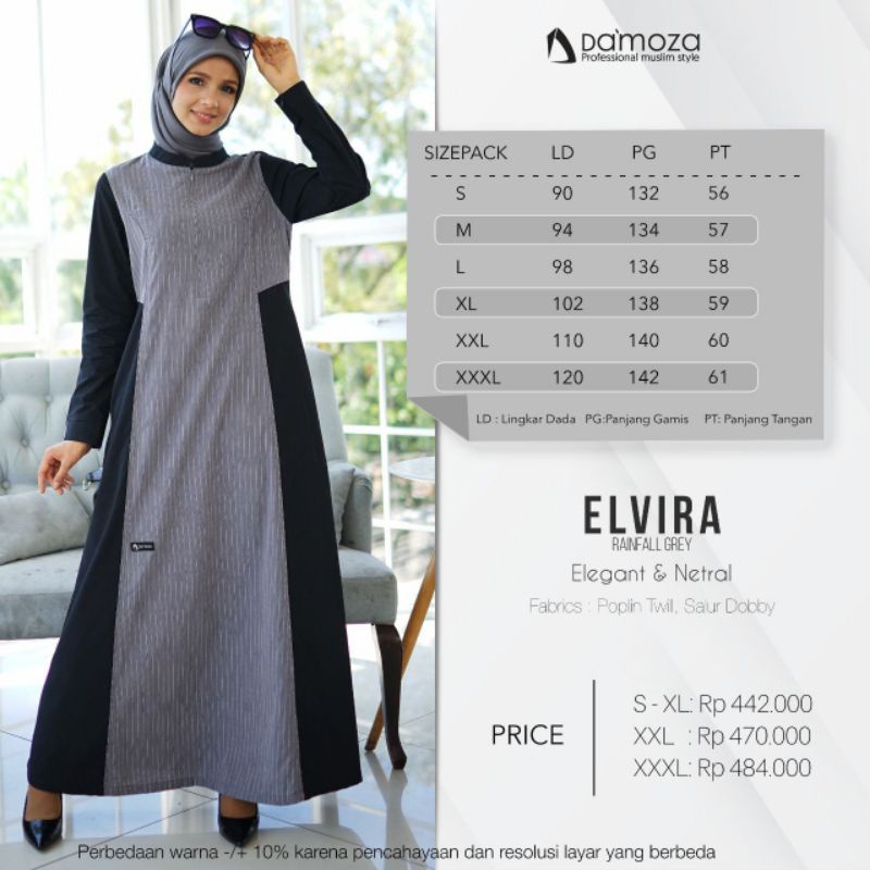 GAMIS DAMOZA ELVIRA RAINFALL GREY dan BLACK