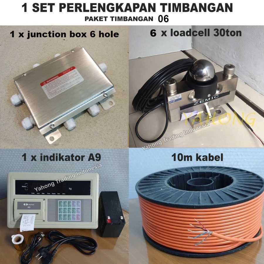 1 Set Timbangan (Indikator A9+ 6Loadcell ZEMIC HM9B 30t+Junction Box+Kabel)