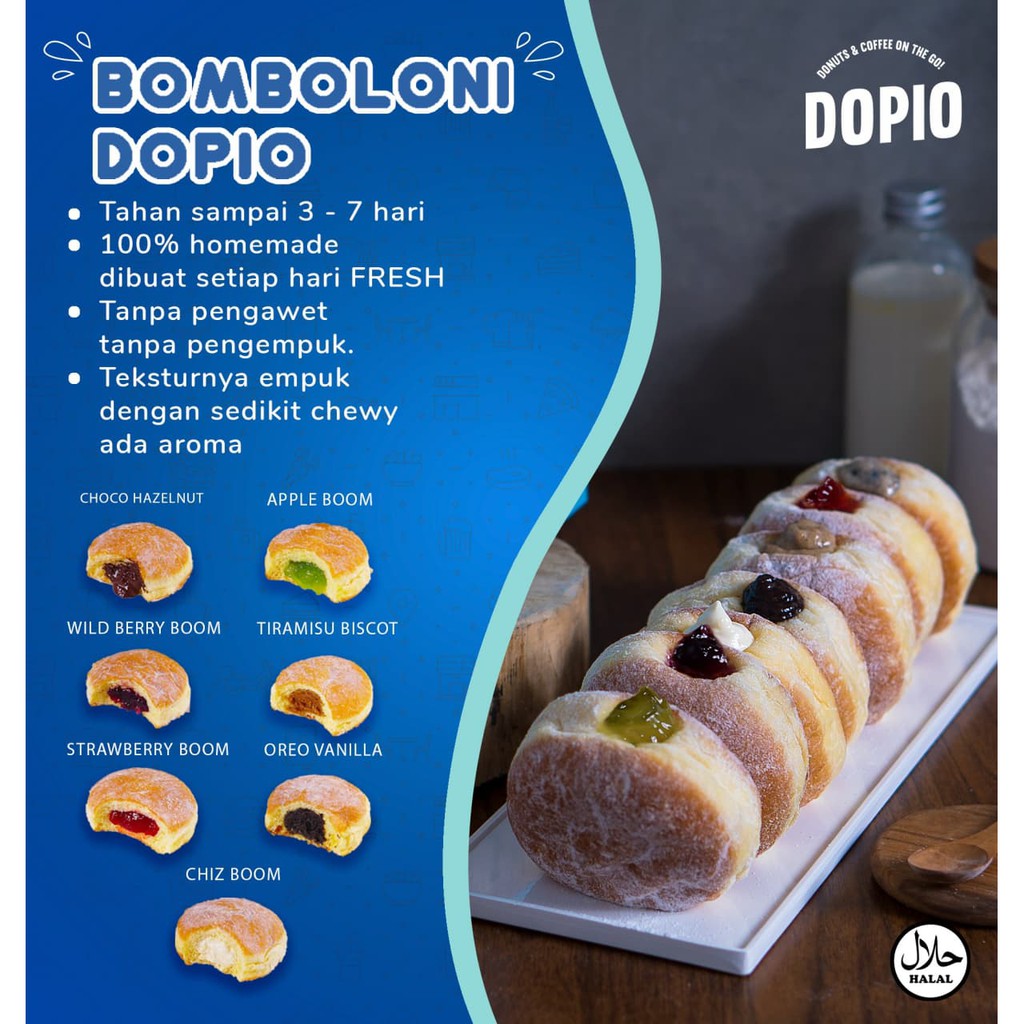 

Dopio Donuts Hampers Donat Bomboloni Frozen Ulang Tahun Kentang Roti Lumer Kotak Doughnut Backpack