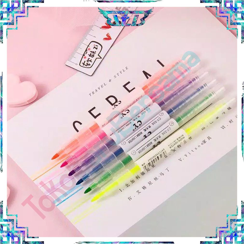 

Highlighter Ujung 2 Warna Warni Pulpen Dua Sisi Double Side Highlighter S010