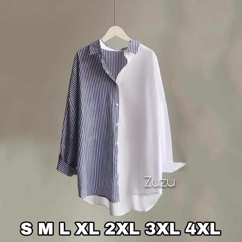 Zuzu Kemeja Big Size Kemeja Wanita Jumbo Over Size Ukuran S M L XL 2XL 3XL 4XL XXL XXXL XXXXL 2L 3L 4L 5L