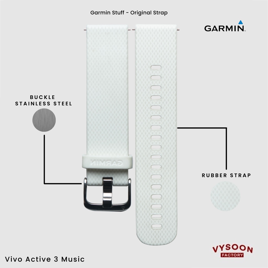 Strap Rubber Tali Jam Smartwatch Garmin Vivo Active 3 Music - White