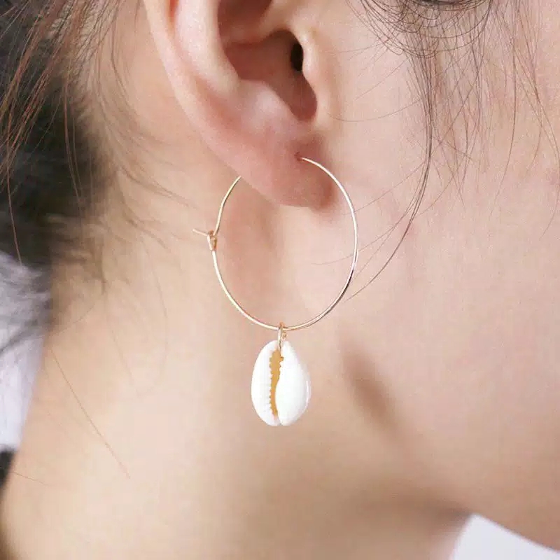 Anting Fashion Wanita Import Anting Korea Style Model Hoops Mix Kerang Terkini 428