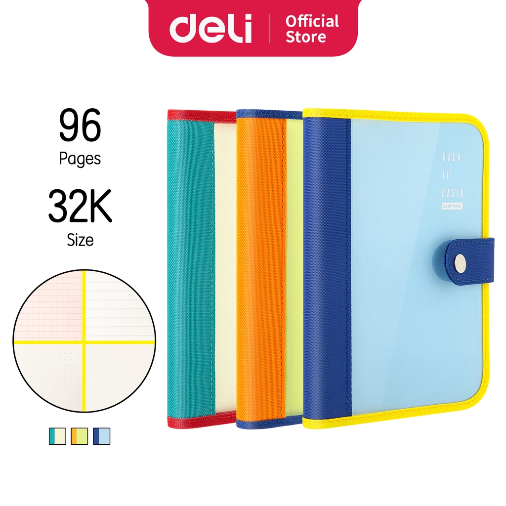 

Deli Buku Hard Cover, Penutup Karet 32K 96 Halaman, 3 Warna SZ026